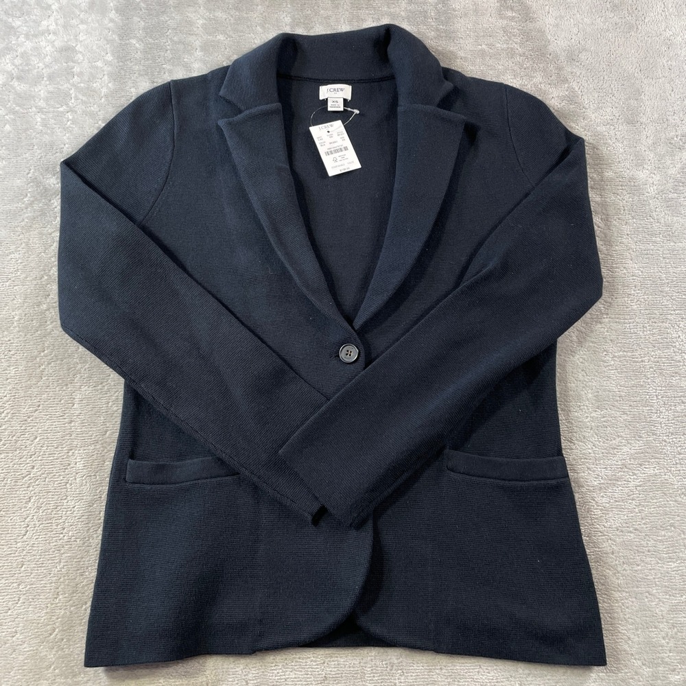 J Crew Schoolboy Sweater Blazer Womens XS Black Preppy Minimalist Casual Cotton